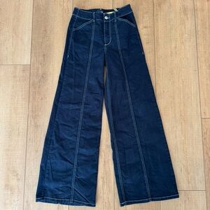 Anthropologie Maeve Navy Sailor Style Wide Leg Pants Size 25 Summer Nautical